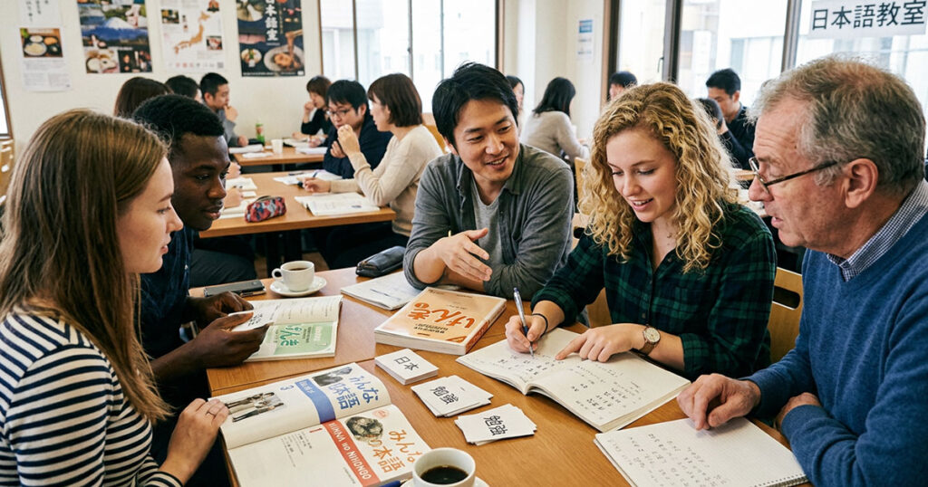 日本語を勉強する外国人