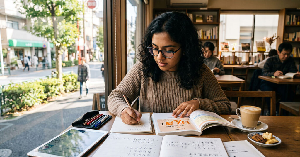 日本語能力試験を勉強している外国人