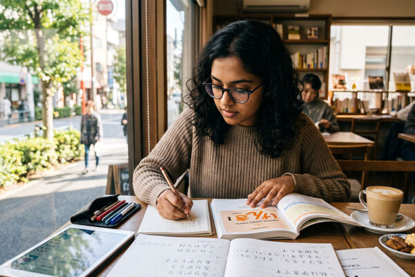日本語能力試験を勉強している外国人