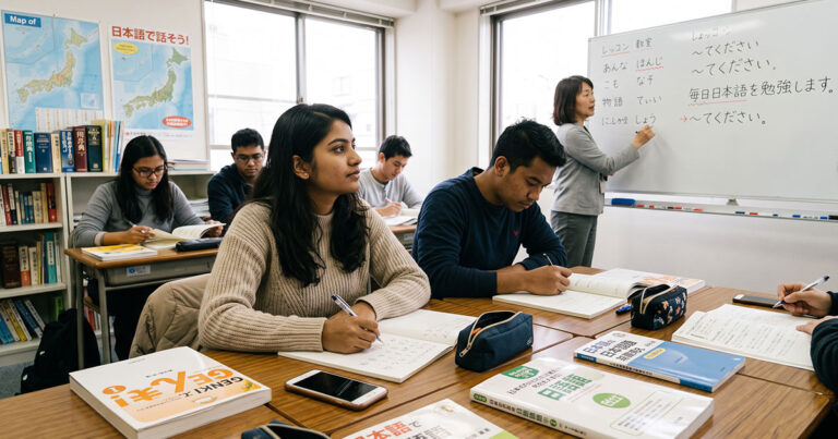 日本語を勉強している育成就労外国人